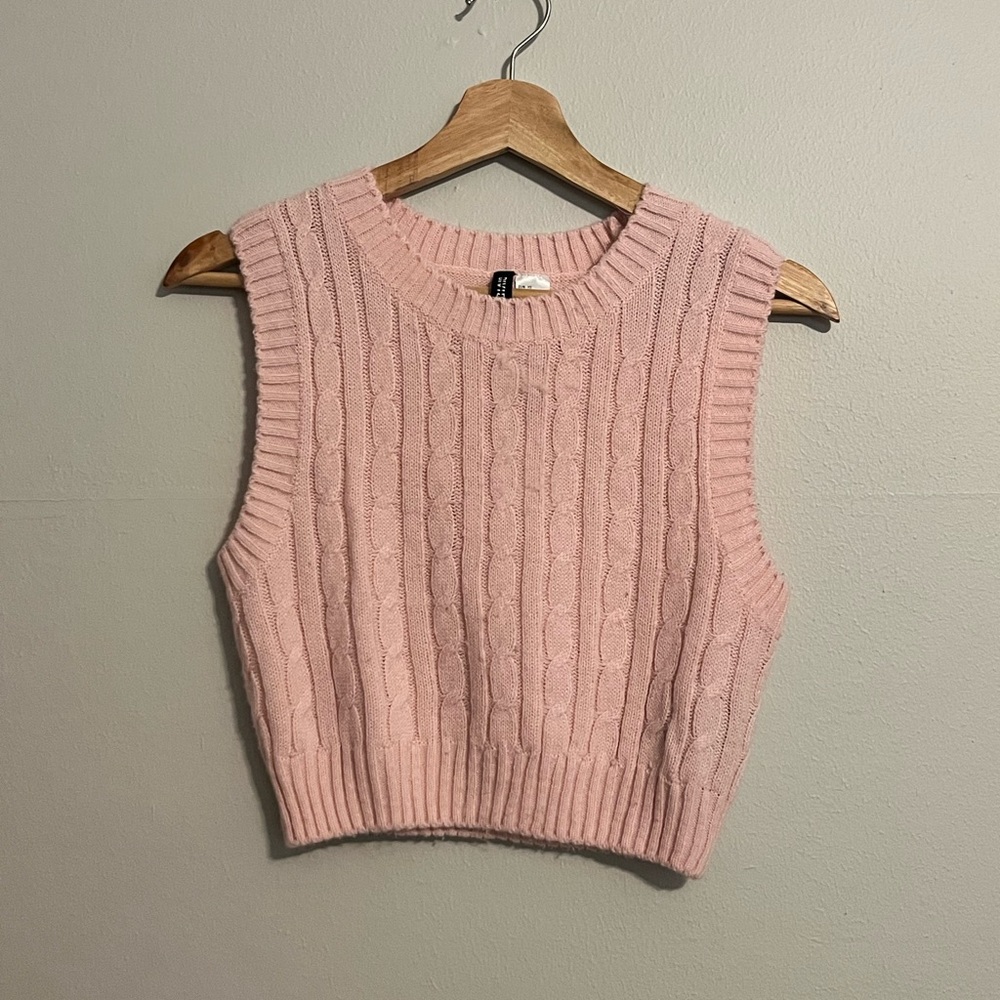 H&M Pink Cable Knit Crop Top